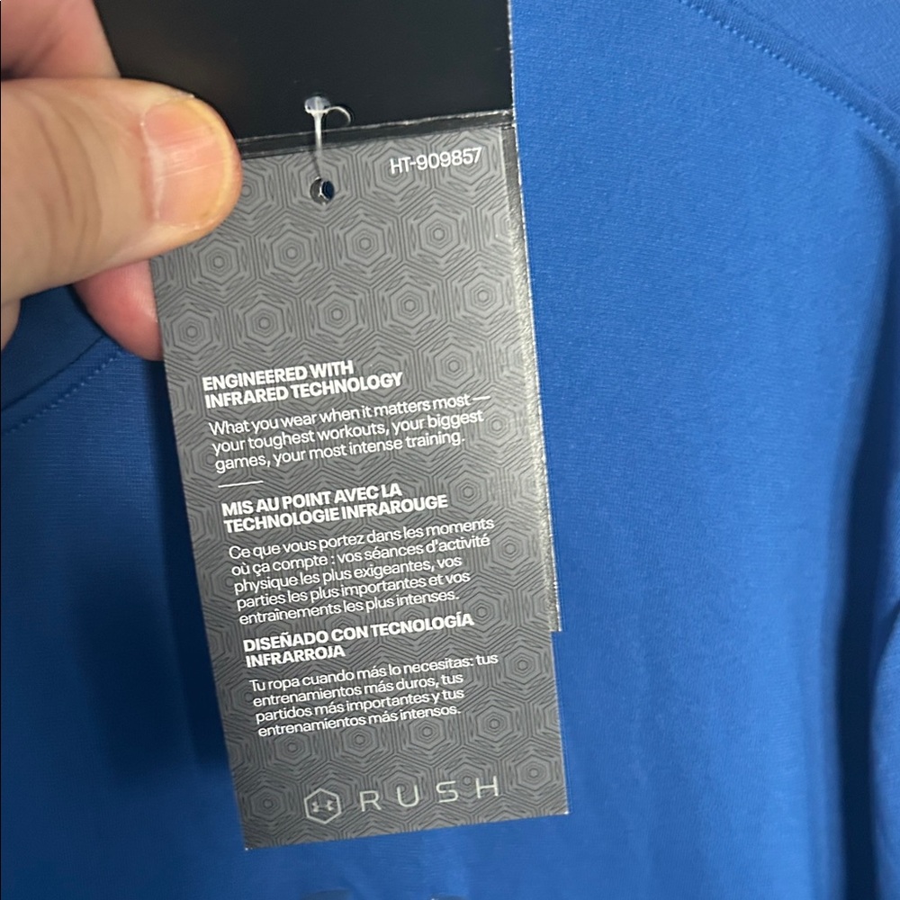 Under Armour Rush Men’s Royal Blue Short-Sleeve Performance Tee L - Picture 3 of 7